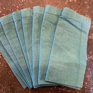 Crate & Barrel Turquoise Cotton Napkins
